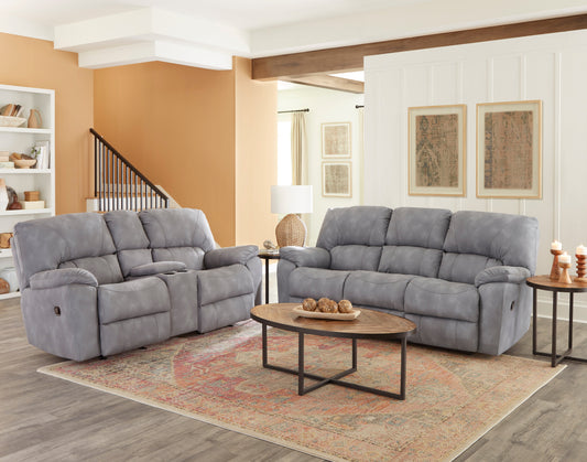 HomStyle Furniture Home Stretch 204 Gray Reclining Console Loveseat