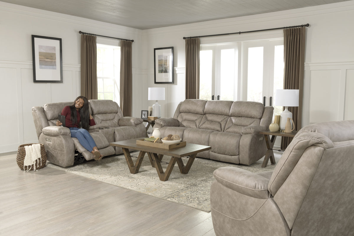 HomStyle Furniture 223 Fog Triple Power Reclining Console Loveseat