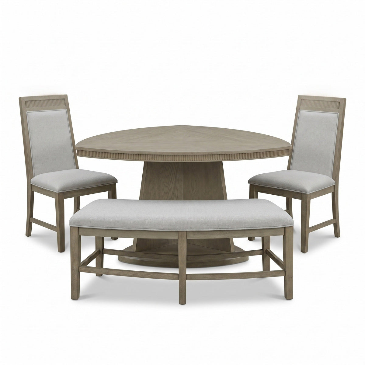 Lifestyle C9608 Weathered Gray Triangular Dining Set - 4 piece (table, 2 chairs, bench)