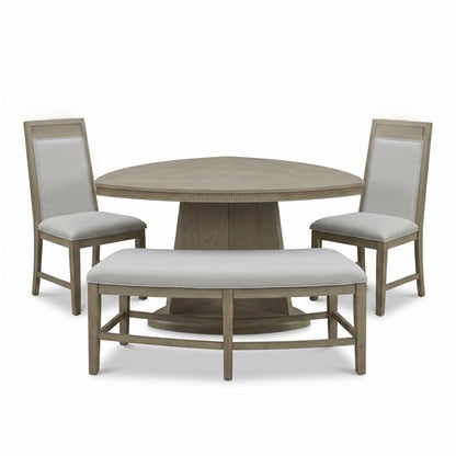 Lifestyle C9608 Weathered Gray Triangular Dining Set - 4 piece (table, 2 chairs, bench)