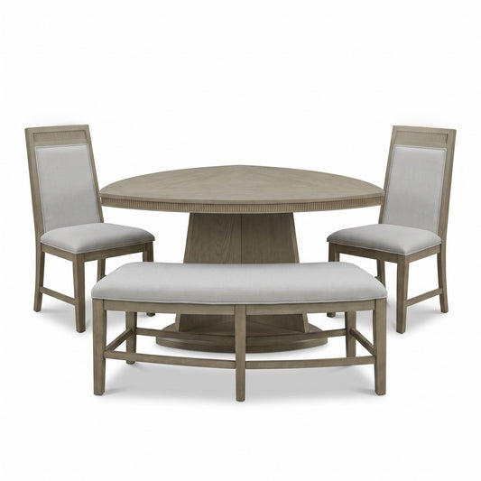 Lifestyle C9608 Weathered Gray Triangular Dining Set - 4 piece (table, 2 chairs, bench)