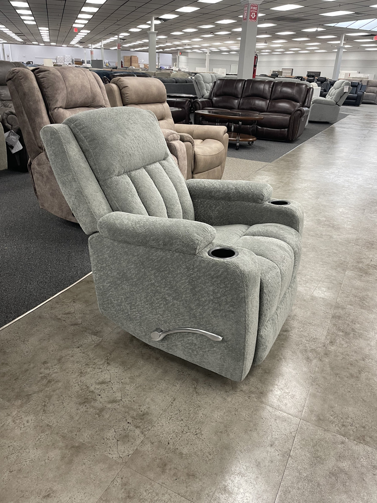 Cheers Light Gray Fabric Swivel Glider Recliner — image 7