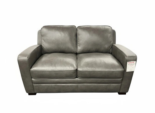 Simon Li J701 charcoal leather loveseat, front view