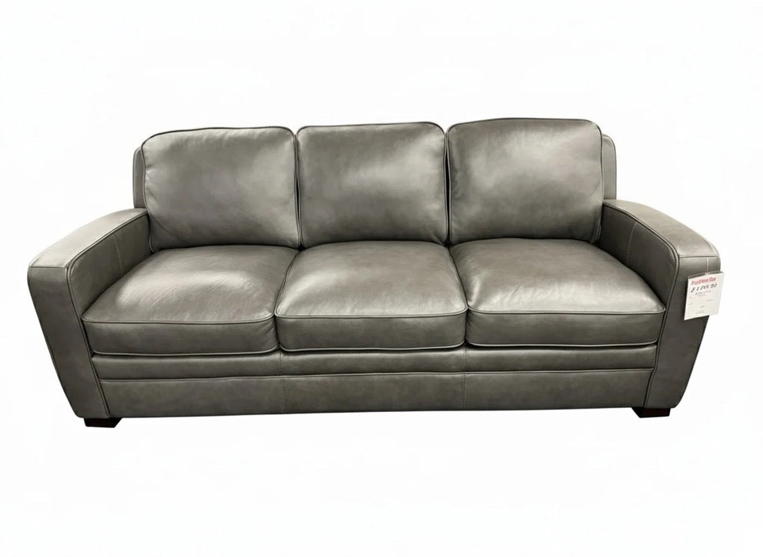 Simon Li J701 charcoal leather sofa, front view