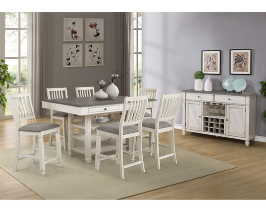 Lifestyle Furniture C1735P White & Gray collection room setting; this listing is the counter height dining table