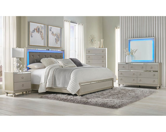 Lifestyle Furniture C4188A Silver collection room setting; this listing is the 5-drawer chest