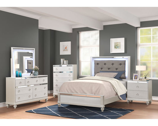 Lifestyle Furniture C4188Y Silver collection room setting; this listing is the 5-drawer chest