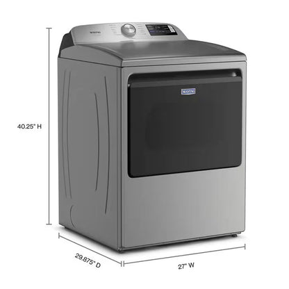 Maytag MED7405RR Classic Silver electric dryer, width, depth and height