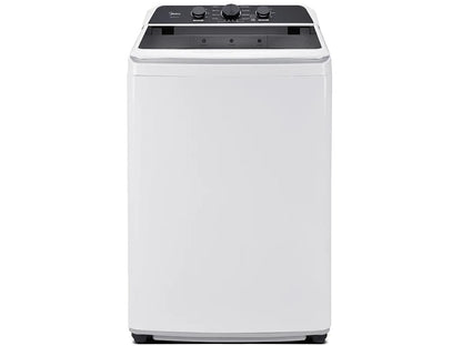 Midea MLTW41A1BWW white top-load washer, front exterior view