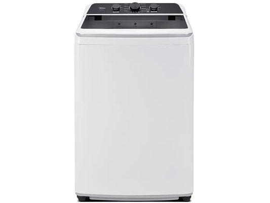 Midea MLTW41A1BWW white top-load washer, front exterior view