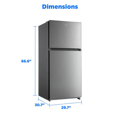 Midea MRT18D3BST refrigerator dimensions: 29.7 inches wide, 30.7 inches deep, 66.6 inches high