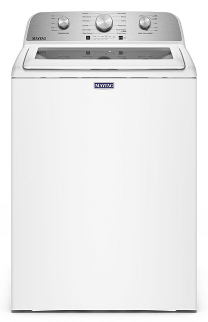 Maytag MTW5205TW white top-load agitator washer, front view