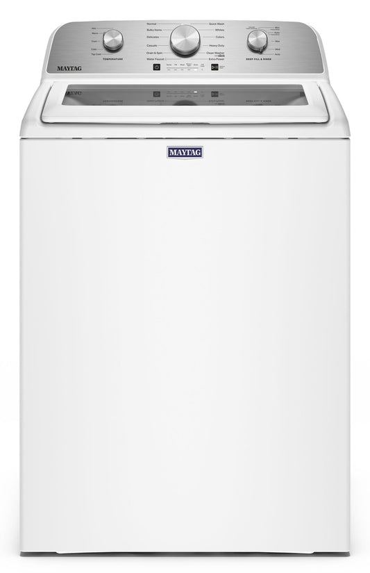 Maytag MTW5205TW white top-load agitator washer, front view