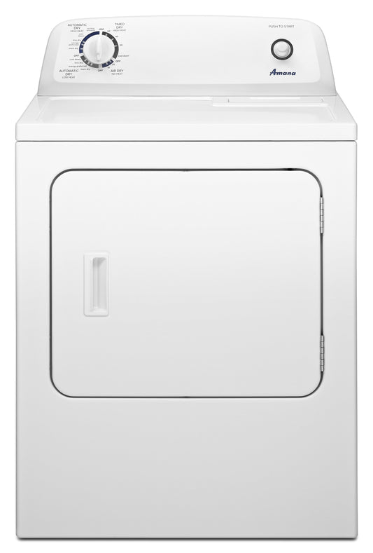 Amana NED4655EW white electric dryer, front view