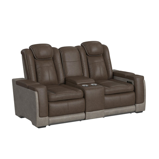 Elements International Lantana Rocky Brown/Grey reclining loveseat