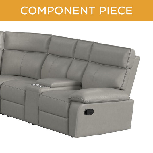 Elements Wildcat Aviarah Silver reclining loveseat component with console; full three-piece sectional not shown