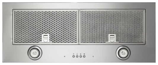 Whirlpool UXL5430BSS hood liner, stainless hood liner underside with two filters and lights