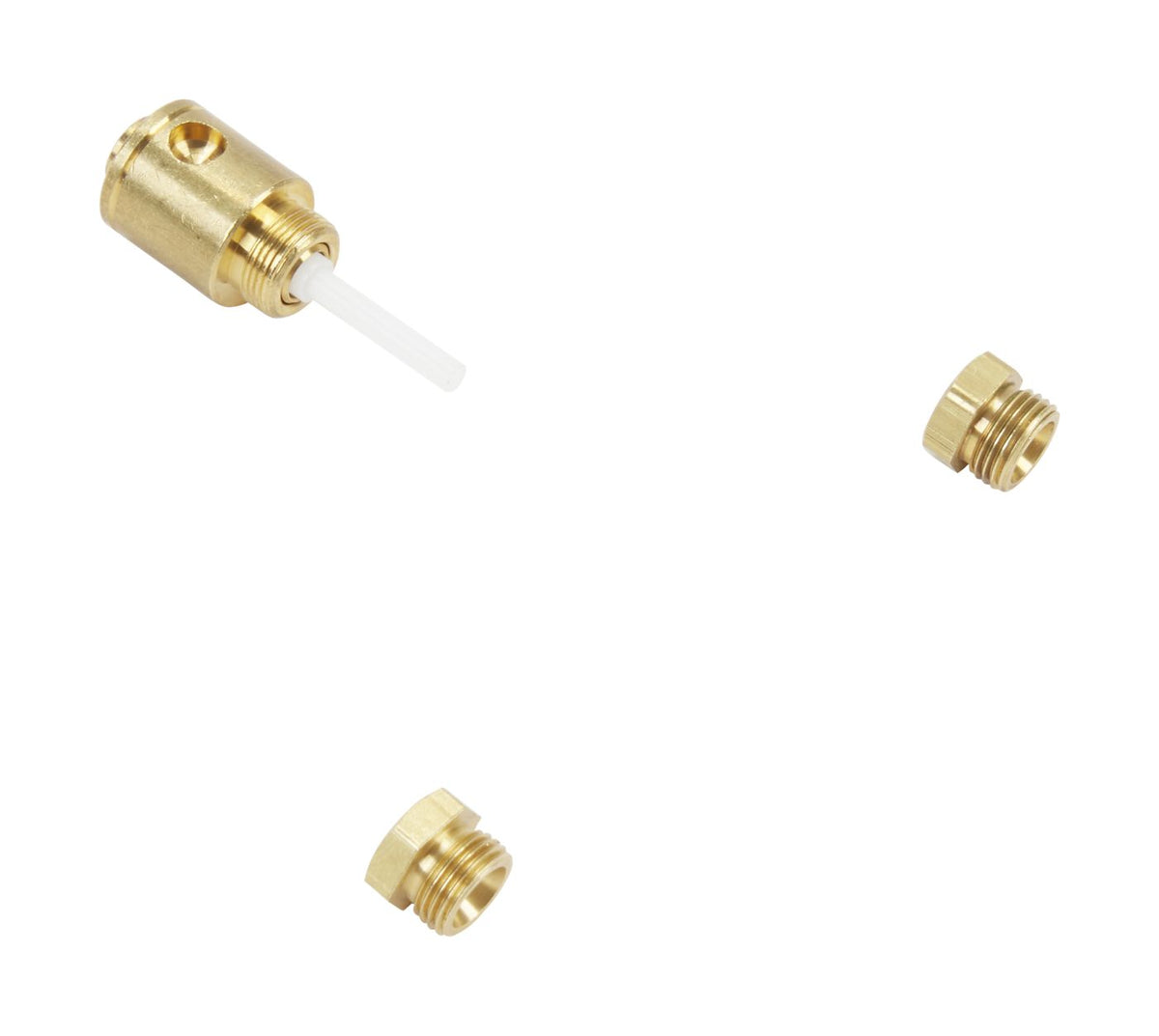 Whirlpool W10606694A gas-dryer LP conversion kit, brass LP conversion fittings on a white background