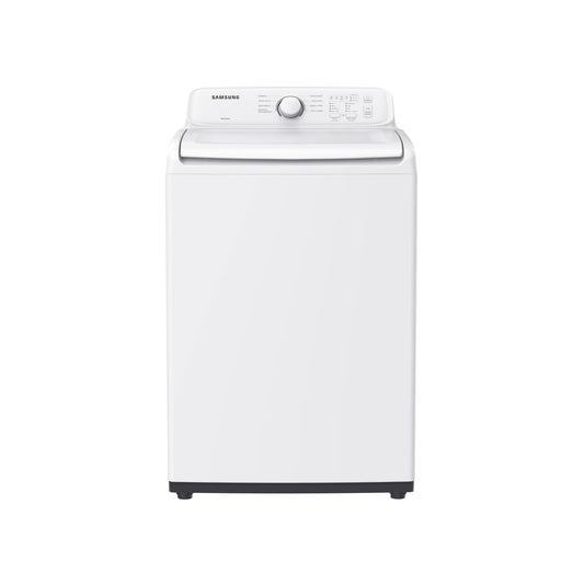 Samsung WA40A3005AW white top-load washer, lid closed front exterior