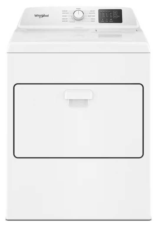 Whirlpool WED4107SW white dryer, front exterior