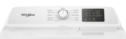 Whirlpool WED4107SW white dryer, control panel detail