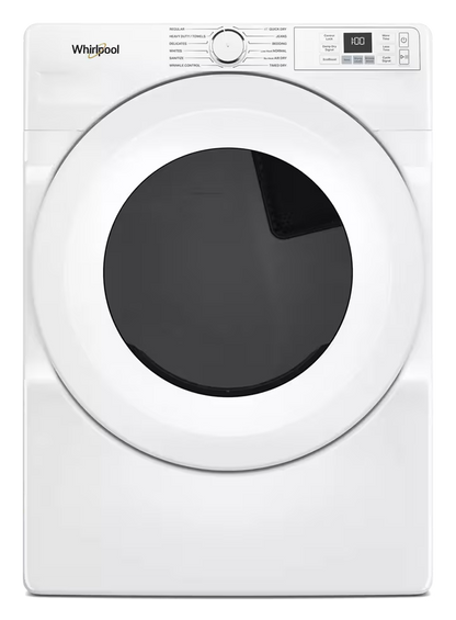 Whirlpool WED4720RW white dryer, front exterior