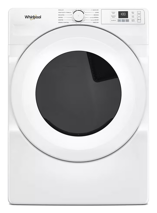 Whirlpool WED4720RW white dryer, front exterior