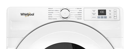 Whirlpool WED4720RW white dryer, control panel detail