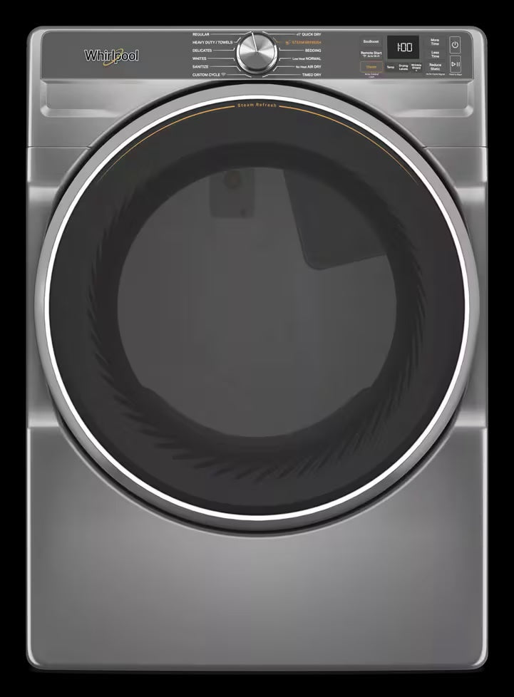 Whirlpool WED6720RR electric dryer, Radiant Silver front view # finish_radiant silver