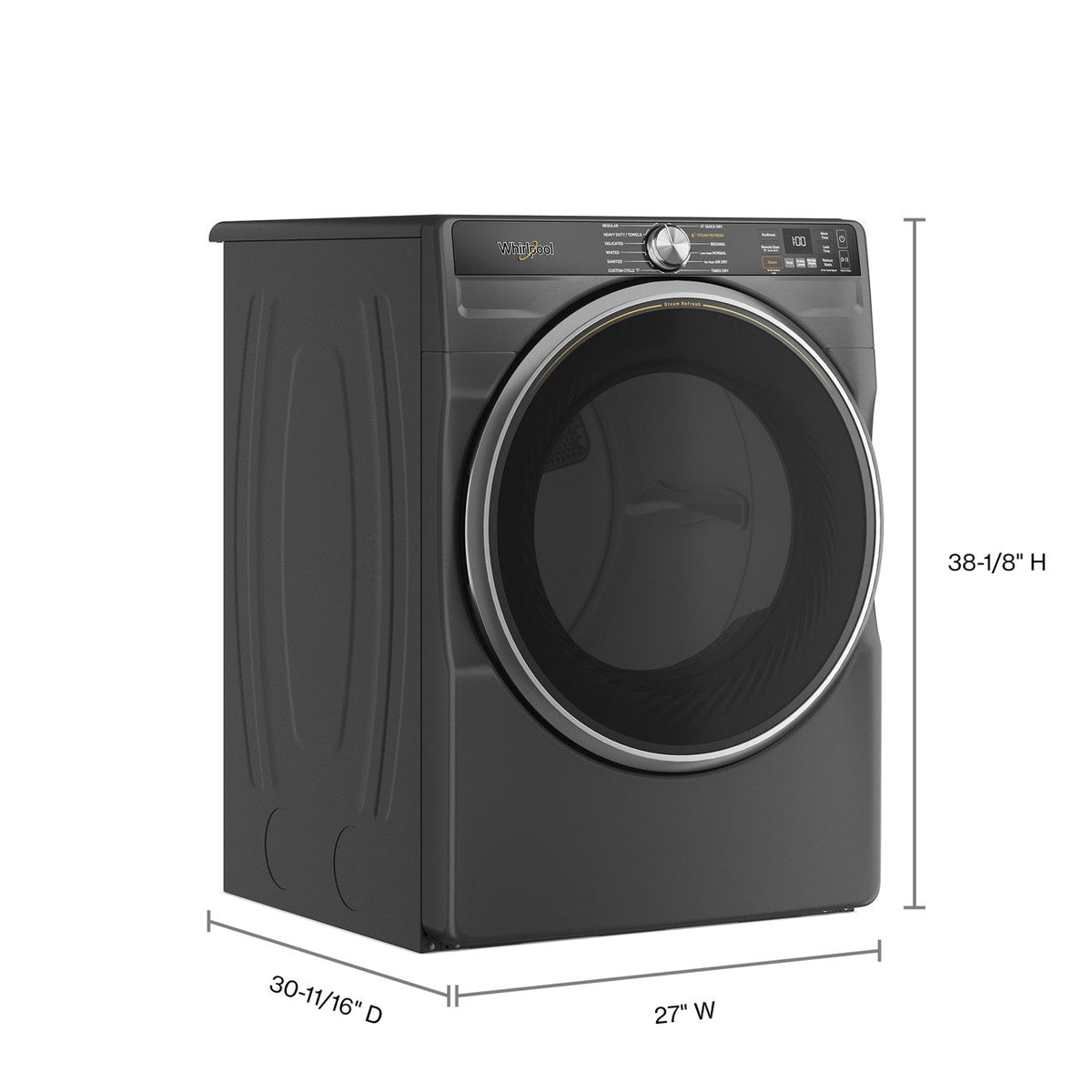 Whirlpool WED6720RU Volcano Black dryer dimensions # finish_volcano black