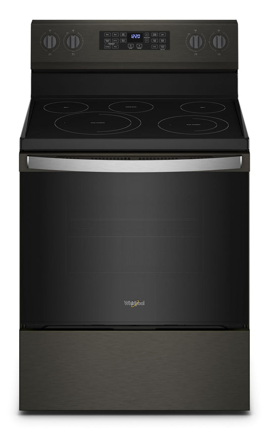 Whirlpool WFE550S0LV electric range, Black Stainless closed-front exterior