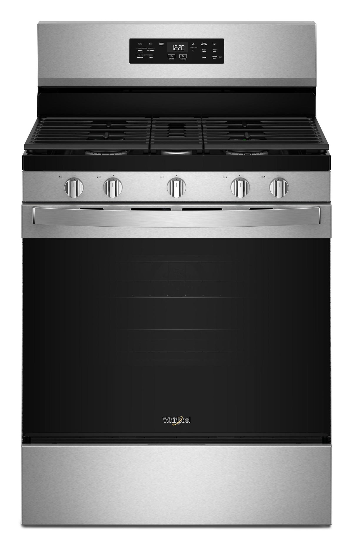 Whirlpool WFGS4530SS gas range, closed front stainless gas range