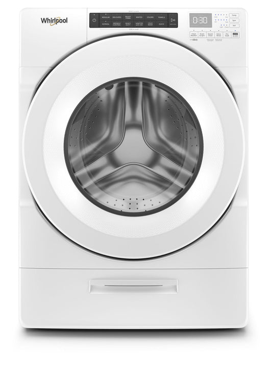 Whirlpool WFW5620HW white front-load washer, front exterior