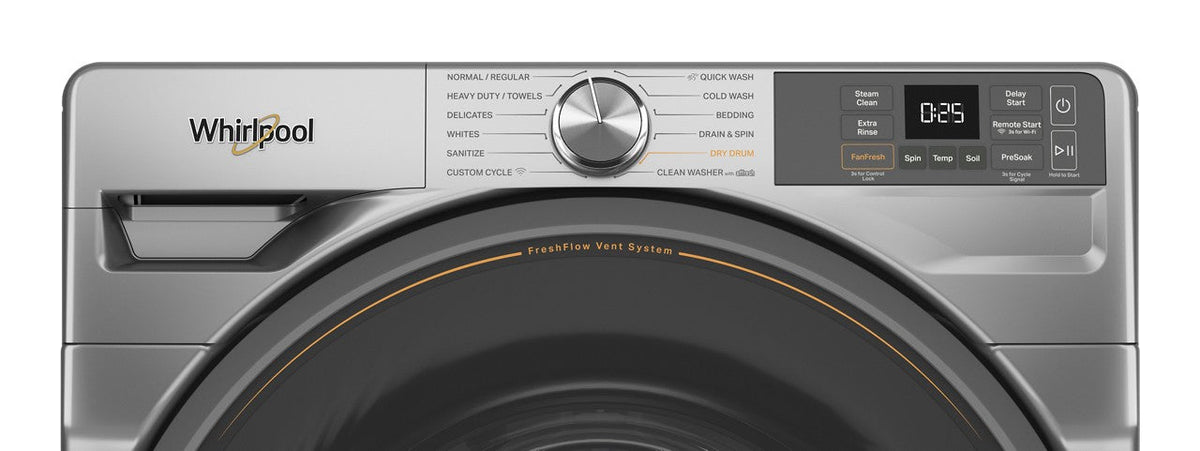 Whirlpool WFW5720RR Radiant Silver washer, control panel detail