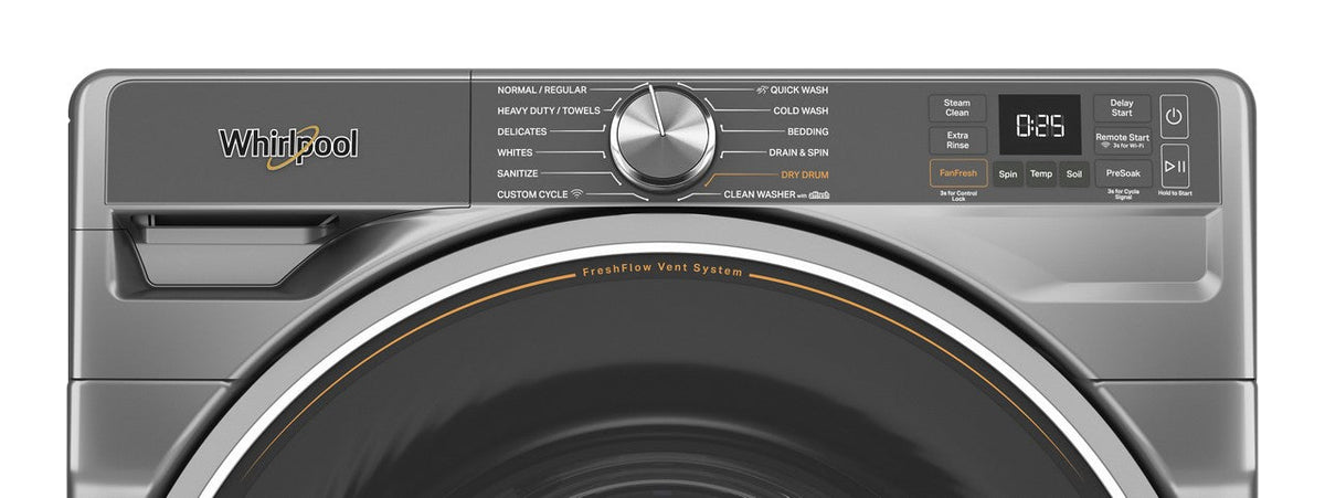 Whirlpool WFW6720RR Radiant Silver washer, control panel detail