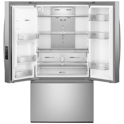 Whirlpool WRFF3736SZ stainless refrigerator, open-door refrigerator interior