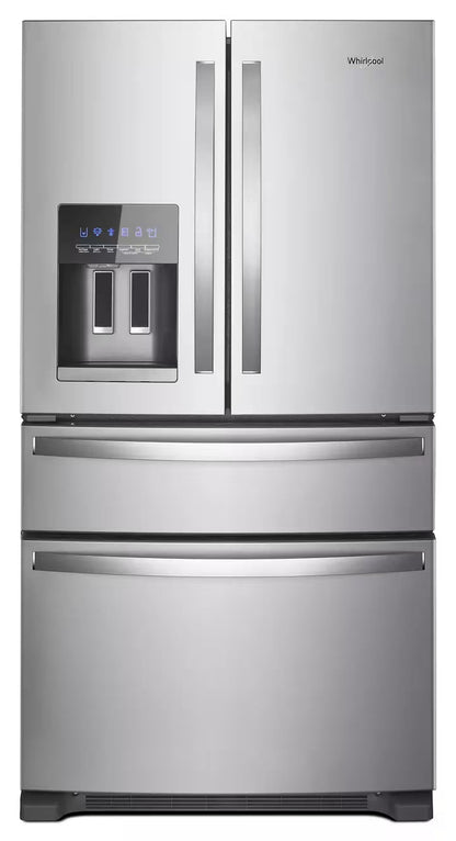 Whirlpool WRMF3636RZ fingerprint-resistant stainless French-door refrigerator, front view
