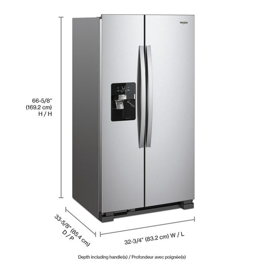 Whirlpool Side-by-Side Refrigerator (WRS321SDHZ) - Stainless Steel