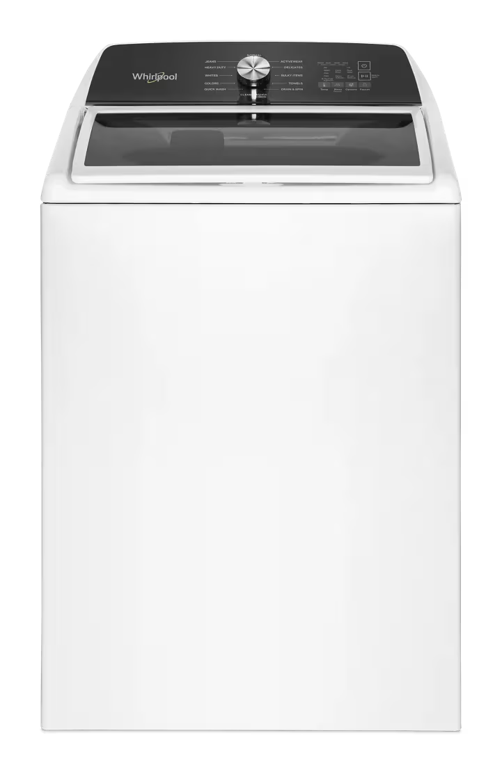 Whirlpool WTW5020SW white washer, front exterior