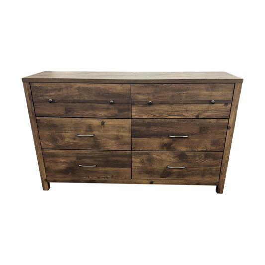Lifestyle Furniture Rustic Barnwood 6-Drawer Dresser with Mirror