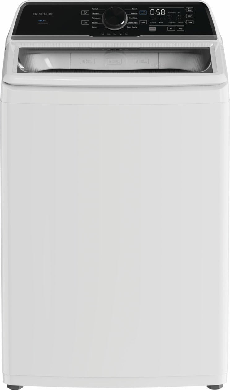 Frigidaire FLVW7523BW white top-load washer, lid closed