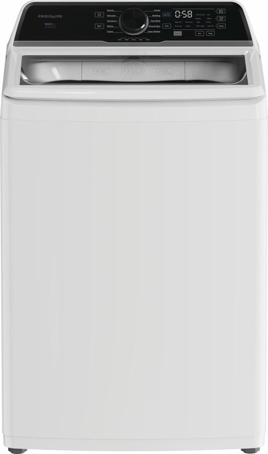 Frigidaire FLVW7523BW white top-load washer, lid closed