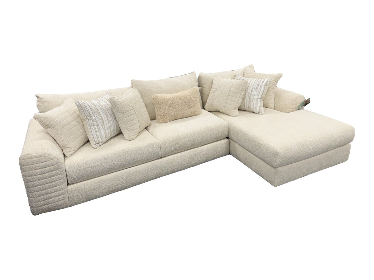 Albany Industries 926 Berber Oatmeal 2-Piece Sectional — actual tagged floor photograph isolated on white; complete configuration shown