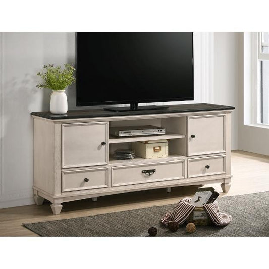 Crown Mark Sawyer Distressed Cream Two-Tone TV Stand
