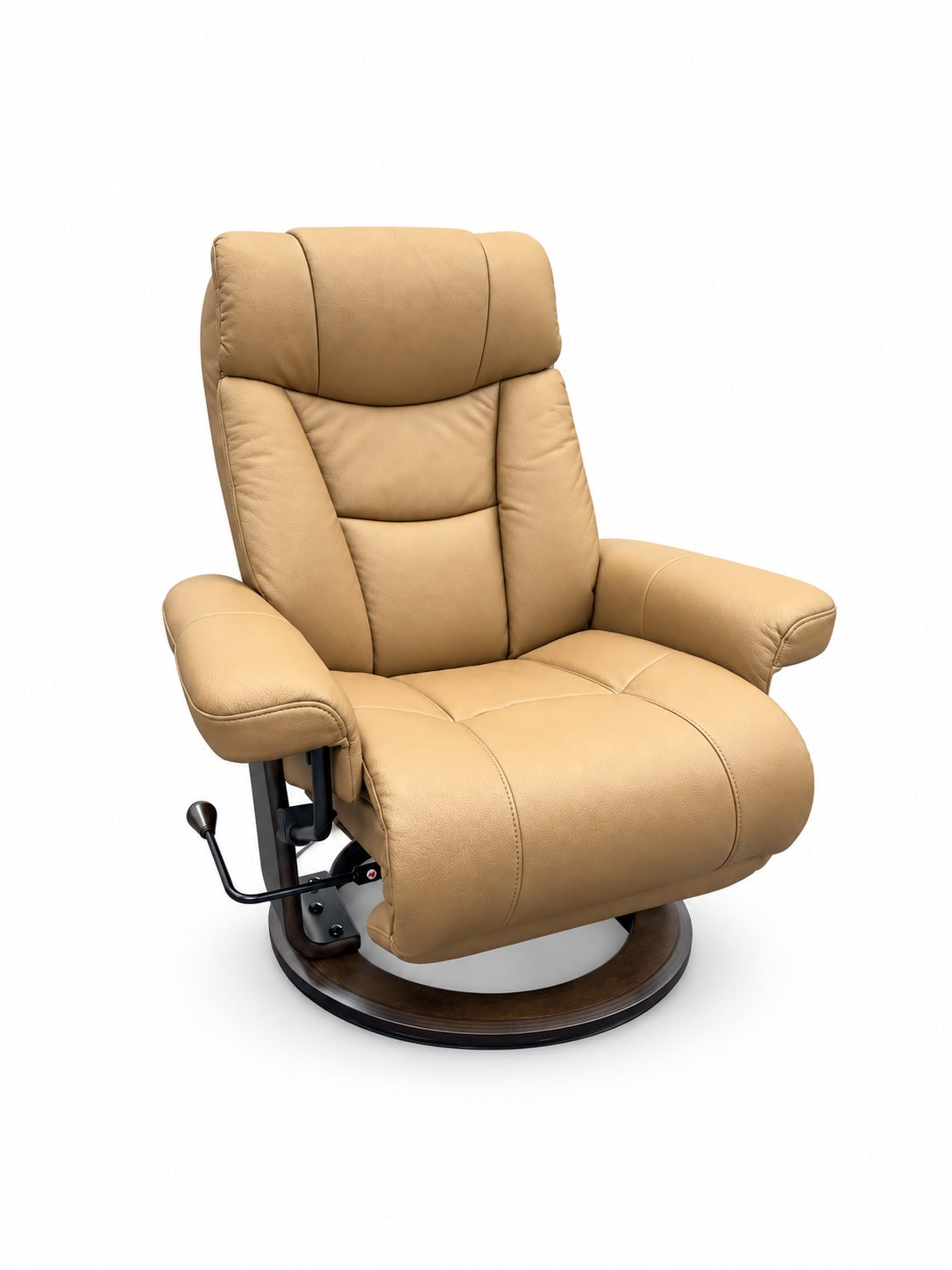 Benchmaster 7969 Cocoa Recliner shown alone with the complete chair, footrest and circular base