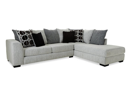 Albany Arctic Black 2-Piece Sectional - Light Gray Fabric