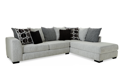 Albany Arctic Black 2-Piece Sectional - Light Gray Fabric — image 2