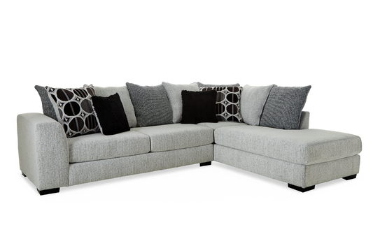Albany Arctic Black 2-Piece Sectional - Light Gray Fabric — image 2