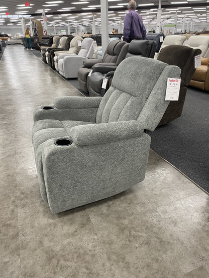 Cheers Light Gray Fabric Swivel Glider Recliner — image 2