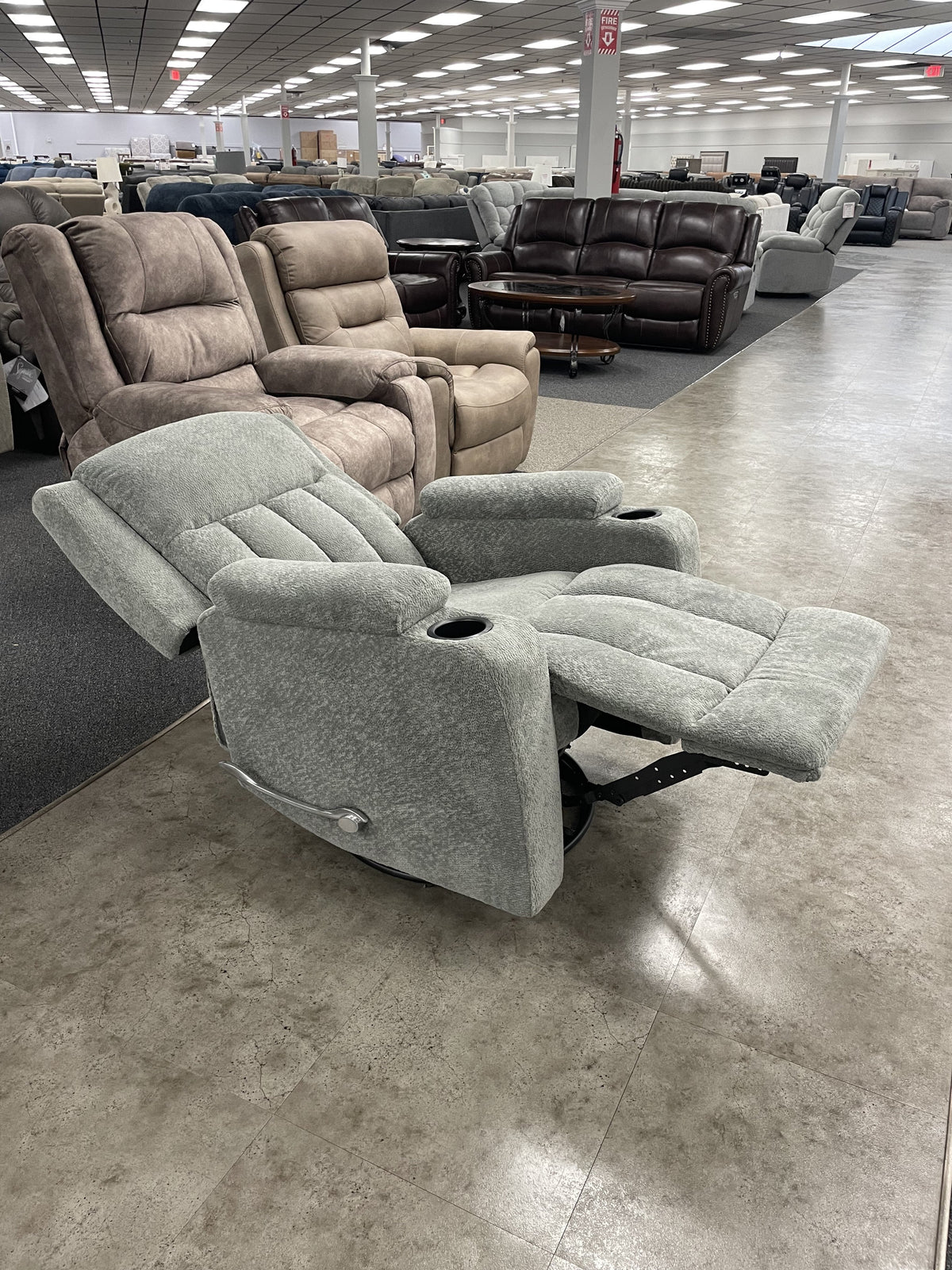 Cheers Light Gray Fabric Swivel Glider Recliner — image 4